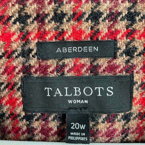 Talbots 20W Aberdeen Blazer Houndstooth Wool Bl Burgundy Old Money Classic - Picture 3 of 14